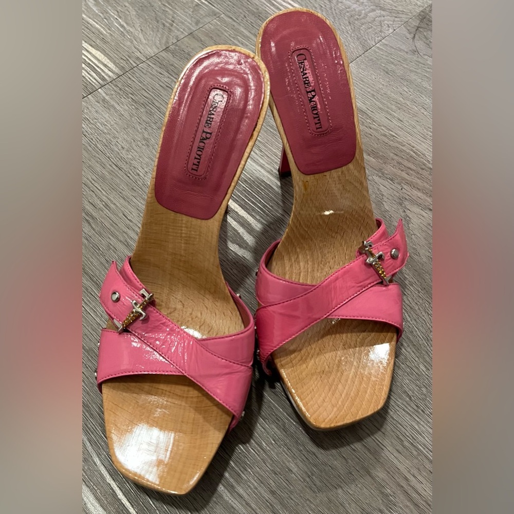 Cesare Paciotti hot pink dagger heels